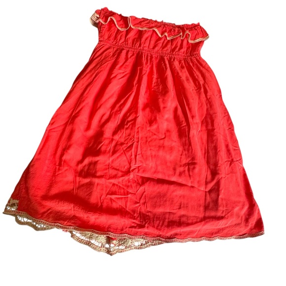 a gain women's orange strapless dress, short, size L 100’/, Rayón - Picture 6 of 15